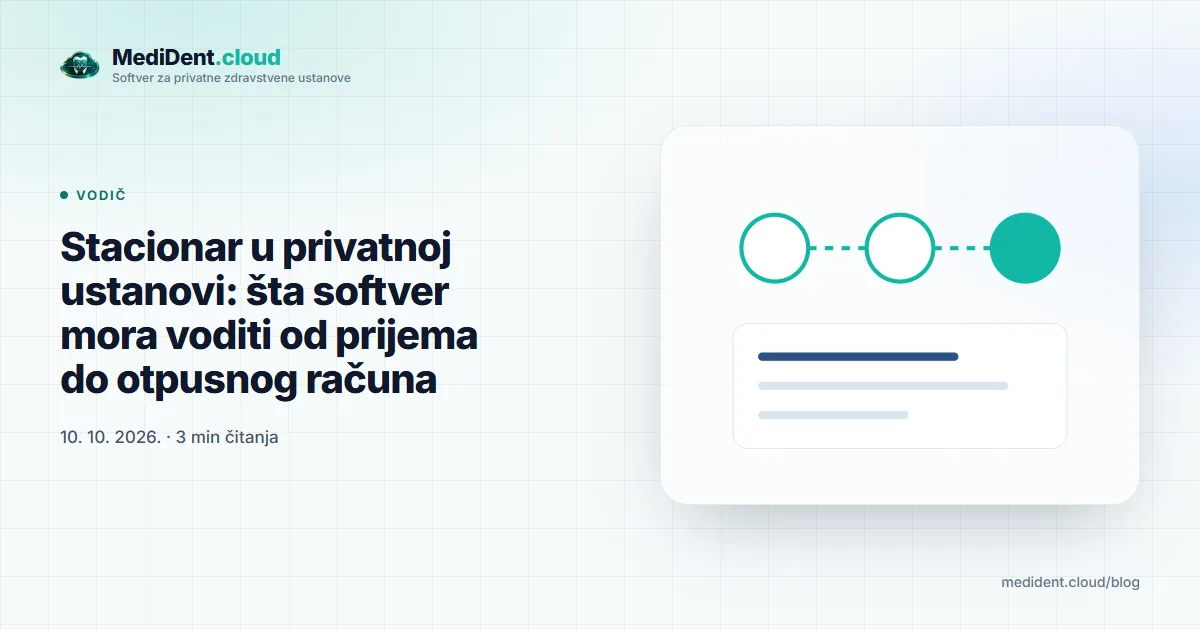 Naslovna ilustracija: Stacionar u privatnoj ustanovi: šta softver mora voditi od prijema do otpusnog računa