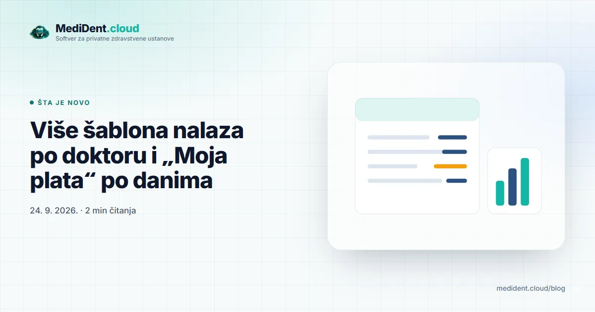 Naslovna ilustracija: Više šablona nalaza po doktoru i „Moja plata“ po danima
