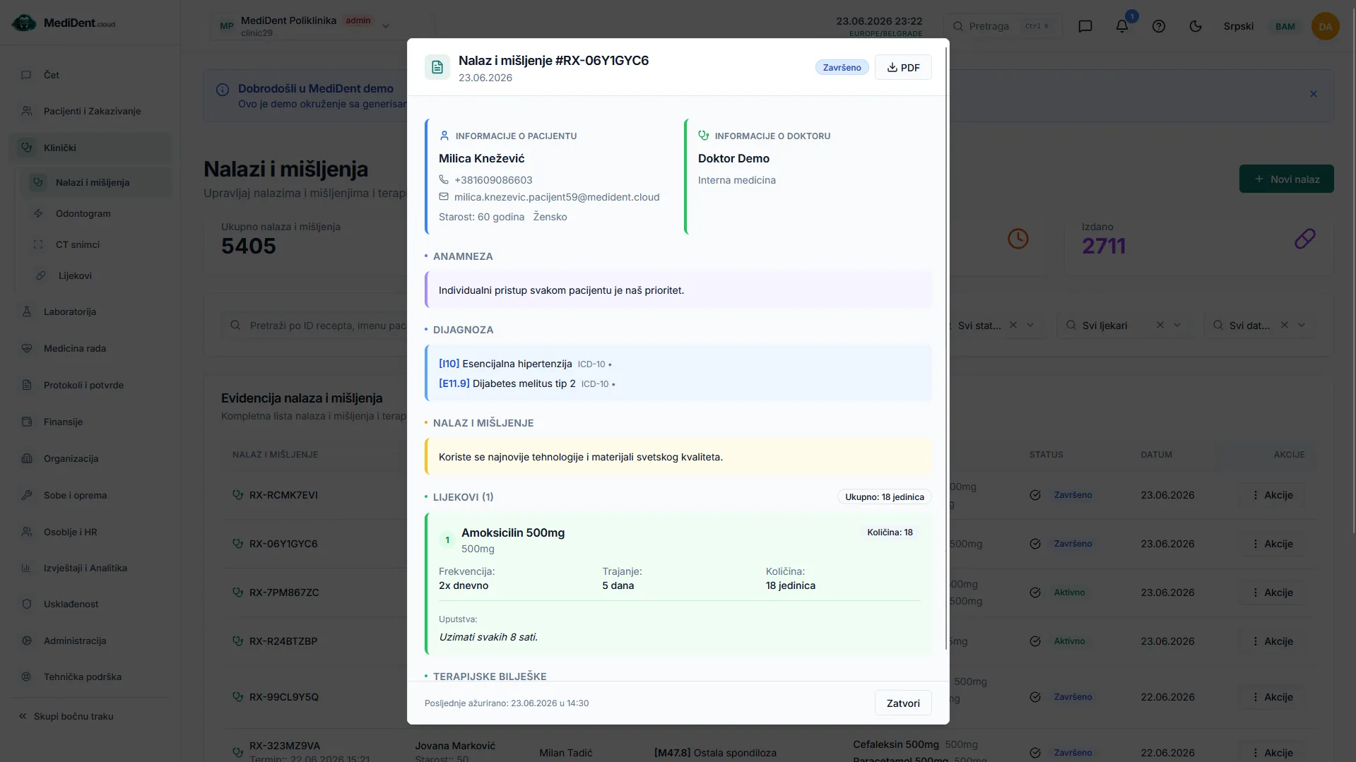 Nalazi i Mišljenja — MediDent Cloud